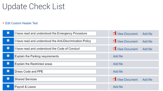 Induction Checklist